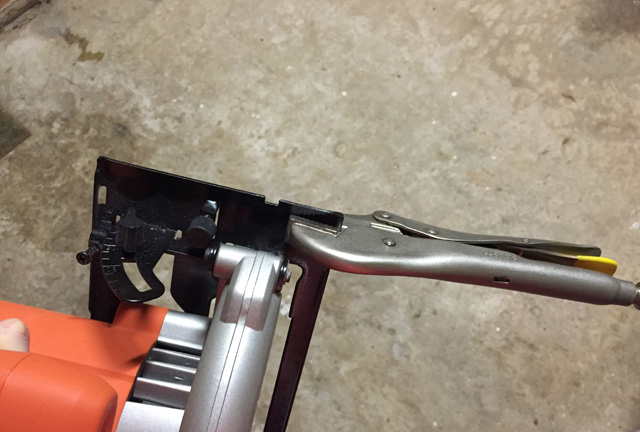 locking pliers used as rip guide for circular saw
