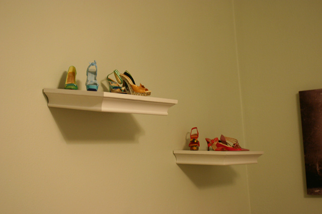 Shoe Collection on Floating Shelves